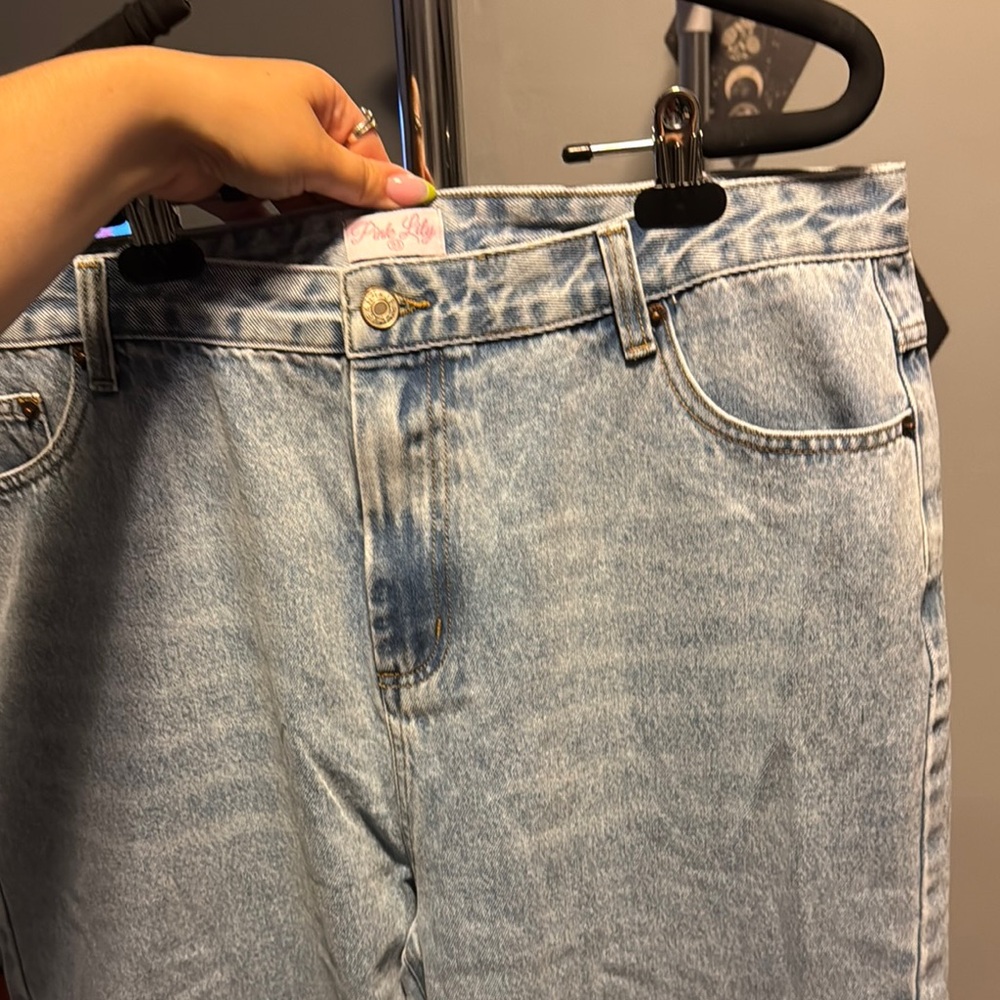 Pink Lily High Rise Blue Jeans Vintage Style